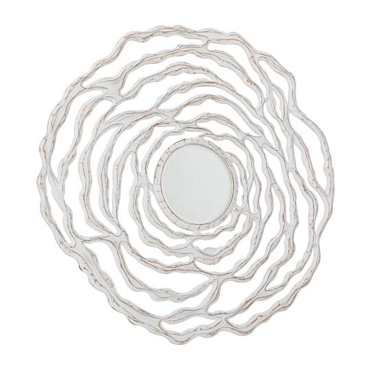 45" White Coastal Wood Wall Mirror